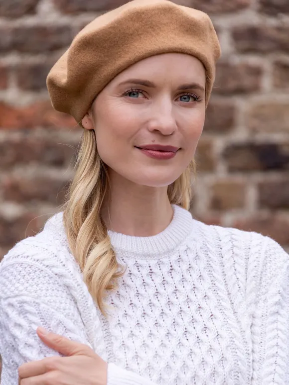 Best Sweater Shop 100% Merino Wool Beret Camel