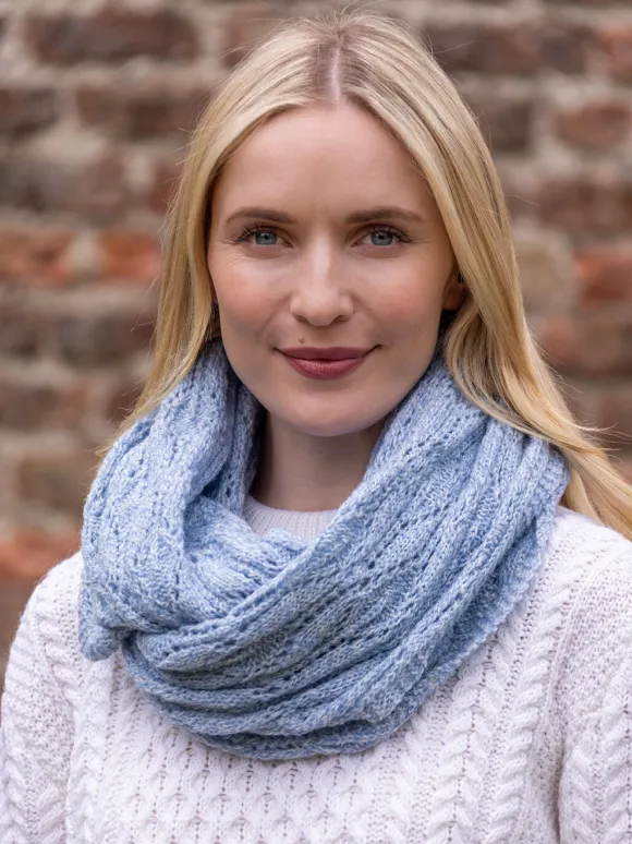 Online Sweater Shop 100% Merino Wool Infinity Scarf Sky Blue