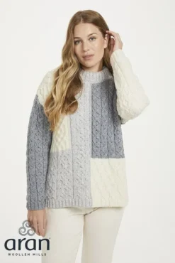 New Sweater Shop Aran Patchwork Sweater
