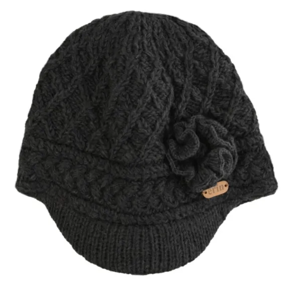Fashion Sweater Shop Aran Trellis Peak hat Charcoal