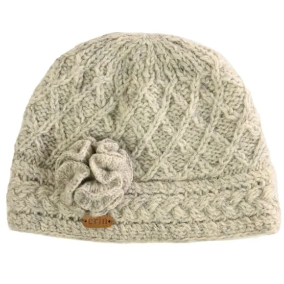 Hot Sweater Shop Aran Trellis Pullon Hat Oatmeal