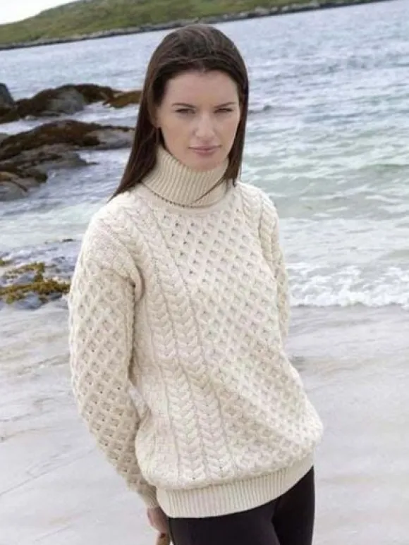 Sale Sweater Shop Aran Turleneck Sweater 100% Merino Wool