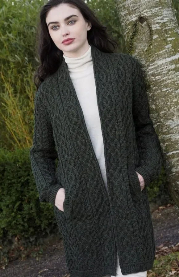 Fashion Sweater Shop Celtic Braid Coat Army Green