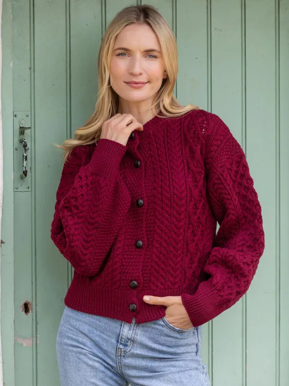 Sale Sweater Shop Clover Cropped Cardigan Claret