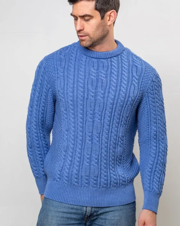 Outlet Sweater Shop Heavyweight Extra Fine Merino Wool Sweater Sky Blue