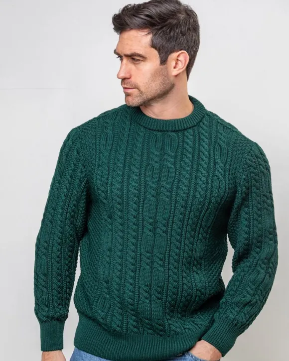 Clearance Sweater Shop Heavyweight Extra Fine Merino Wool Sweater Forest Green
