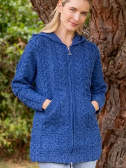 Sale Sweater Shop Hooded Zip Coat - Blue Marl