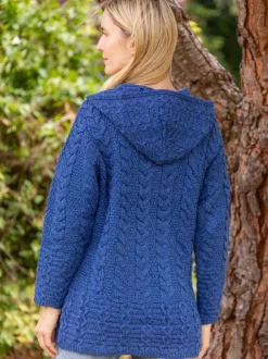 Sale Sweater Shop Hooded Zip Coat - Blue Marl