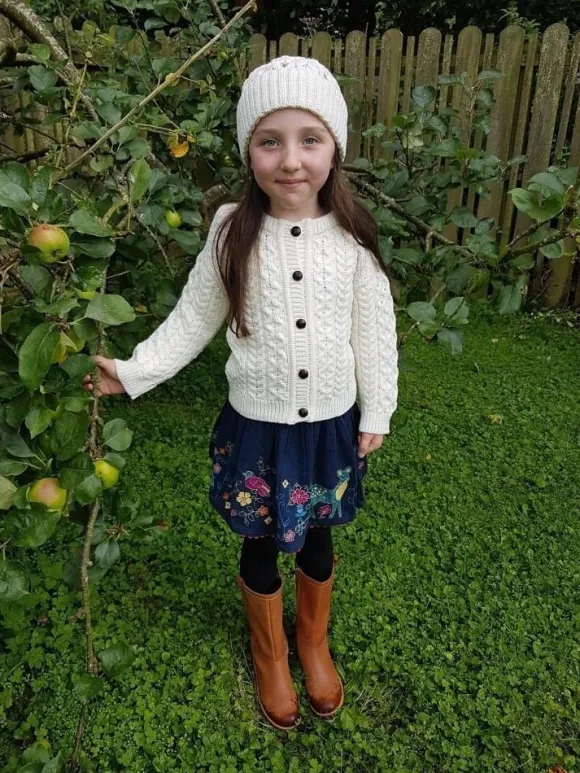 Outlet Sweater Shop Kids Aran Cardigan Natural