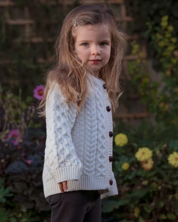 Outlet Sweater Shop Kids Aran Cardigan Natural