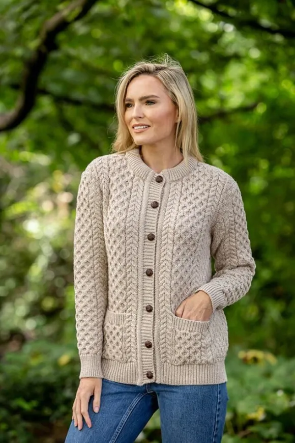 Sale Sweater Shop Ladies Cable Knit Cardigan Parsnip