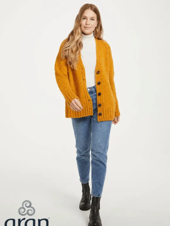 Clearance Sweater Shop Ladies Donegal Cardigan Yellow