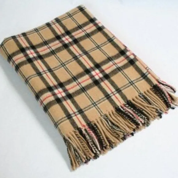 Clearance Sweater Shop Lambswool Throw Camel of Merrick Tartan Col: 621