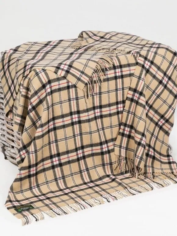 Clearance Sweater Shop Lambswool Throw Camel of Merrick Tartan Col: 621