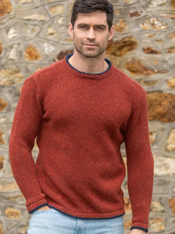 Hot Sweater Shop Men's Wool and Cashmere Crew Neck Copper Marl