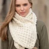 Online Sweater Shop Natural Pom Pom Scarf