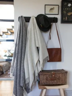 Hot Sweater Shop Natural Wool Eco Throw Ecru Herringbone