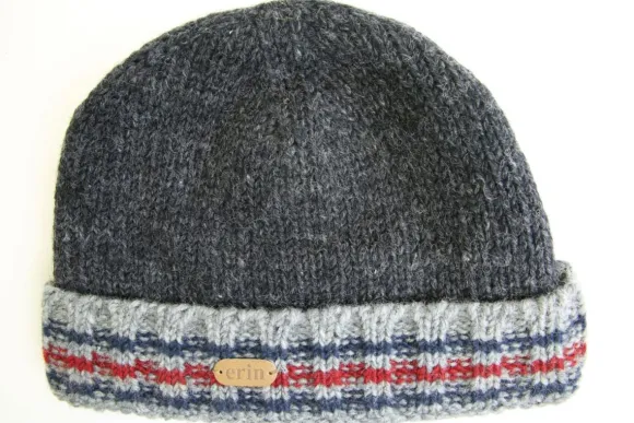 Clearance Sweater Shop Rib Pullon Turnup Hat Charcoal Grey
