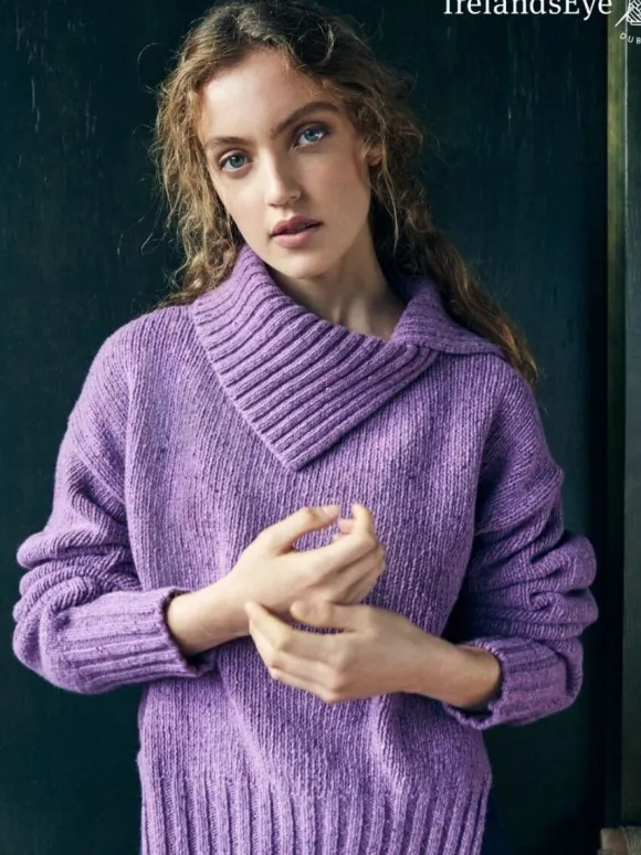 Hot Sweater Shop Slouchy Funnel Neck Sweater Lilac