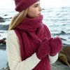 Fashion Sweater Shop Super Soft Aran Cable Knit Scarf Berry