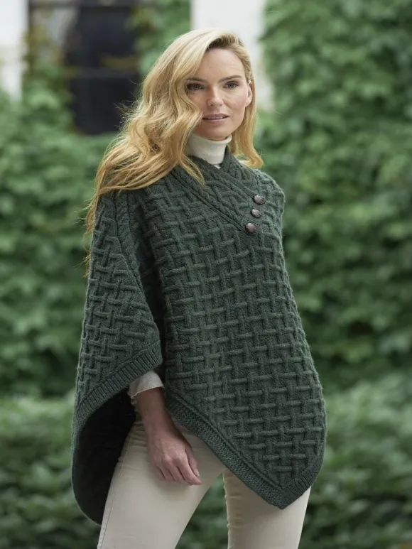 Sale Sweater Shop Super Soft Poncho Army Green