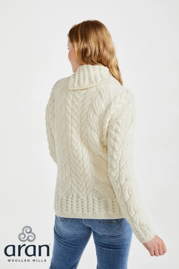 Outlet Sweater Shop Supersoft Button Neck Sweater - Natural
