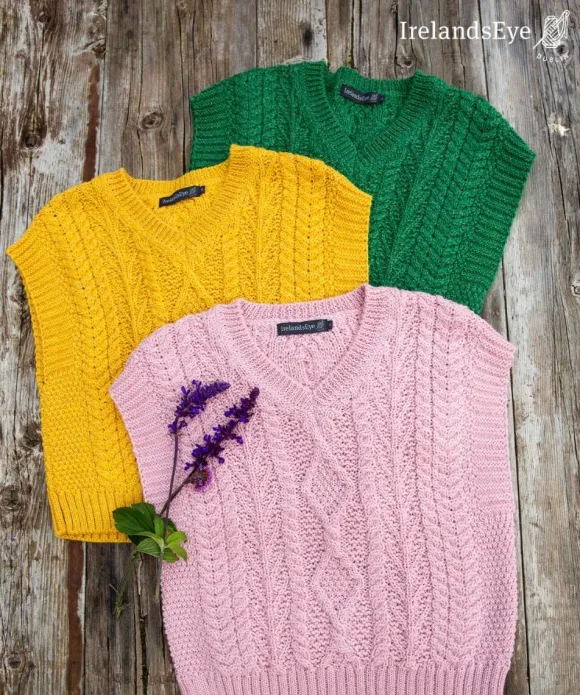 Clearance Sweater Shop Sweetpea V Neck Aran Vest Pale Pink
