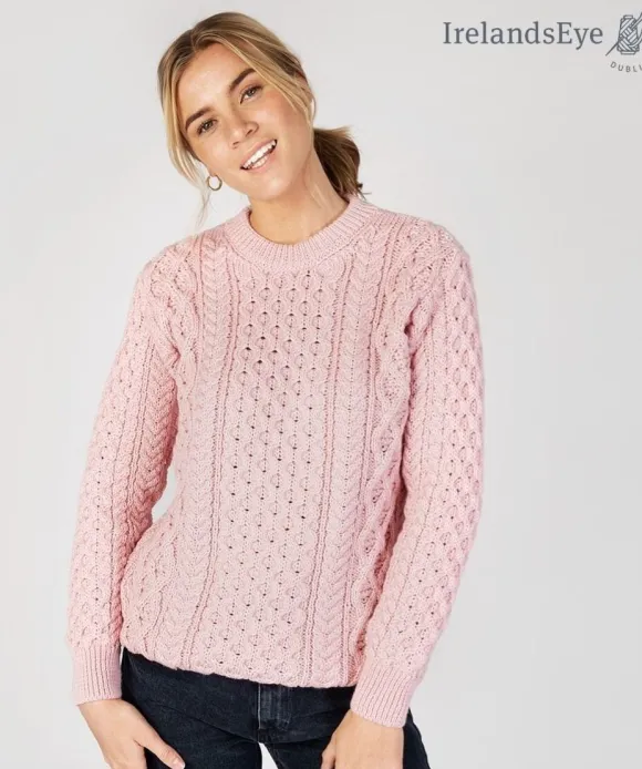 Hot Sweater Shop Unisex Heavyweight Aran Sweater Pink