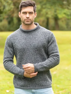 Fashion Sweater Shop Unisex Roll Neck Merino Wool Sweater Slate