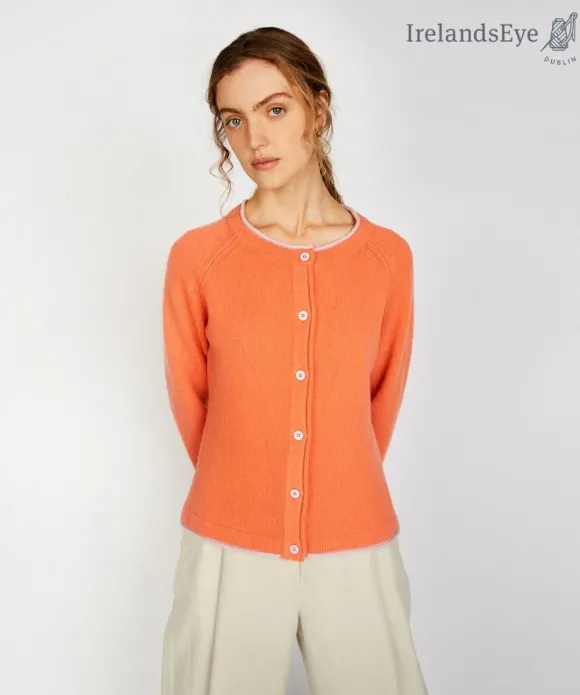 Clearance Sweater Shop Wool and Cashmere Killiney Cardigan Coral