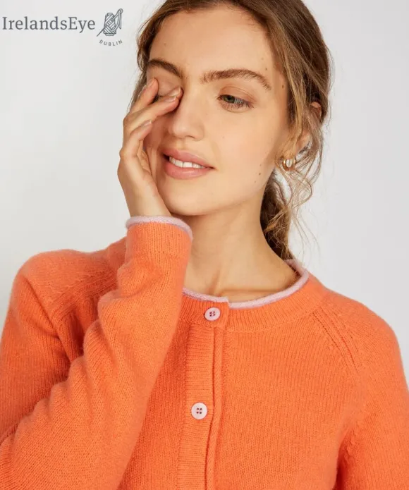 Clearance Sweater Shop Wool and Cashmere Killiney Cardigan Coral