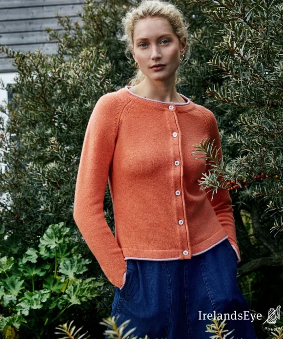 Clearance Sweater Shop Wool and Cashmere Killiney Cardigan Coral