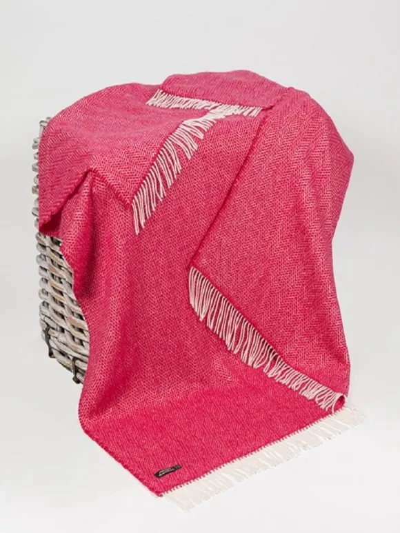 Hot Sweater Shop Wool and Cashmere Raspberry Herringbone Throw Col: 1406
